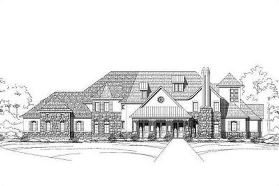 Exterior - Front Elevation for European House Plan #411-541 - 5 bed, 5.5 bath