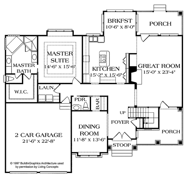 House Design - Craftsman Floor Plan - Main Floor Plan #453-225