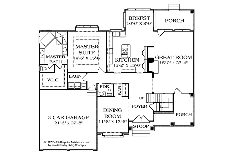 Dream House Plan - Floor Plan - Main Floor for Craftsman House Plan #453-225 - 3 bed, 3.5 bath