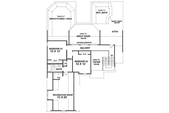 Floor Plan - Upper Floor for Traditional House Plan #81-334 - 3 bed, 2.5 bath