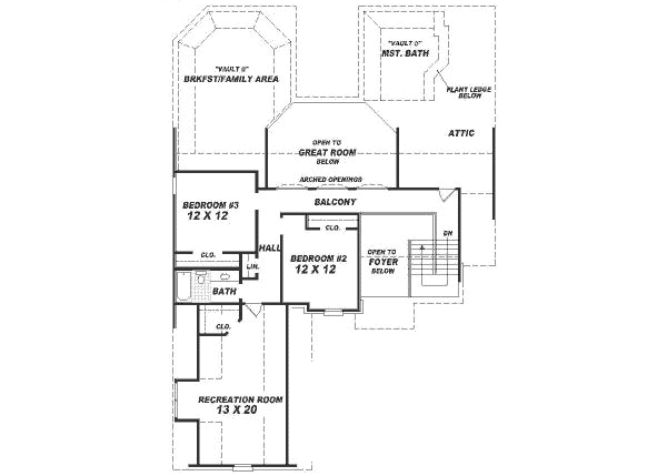 Traditional Floor Plan - Upper Floor Plan #81-334