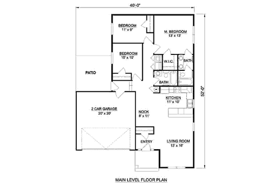 Floor Plan - Main Floor for Ranch House Plan #116-279 - 3 bed, 2 bath