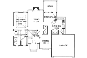 Floor Plan - Main Floor for Traditional House Plan #129-114 - 3 bed, 2.5 bath
