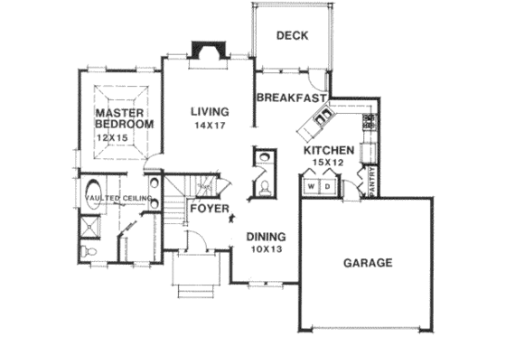 Floor Plan - Main Floor for Traditional House Plan #129-114 - 3 bed, 2.5 bath