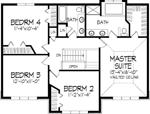 House Blueprint - European Floor Plan - Upper Floor Plan #51-910