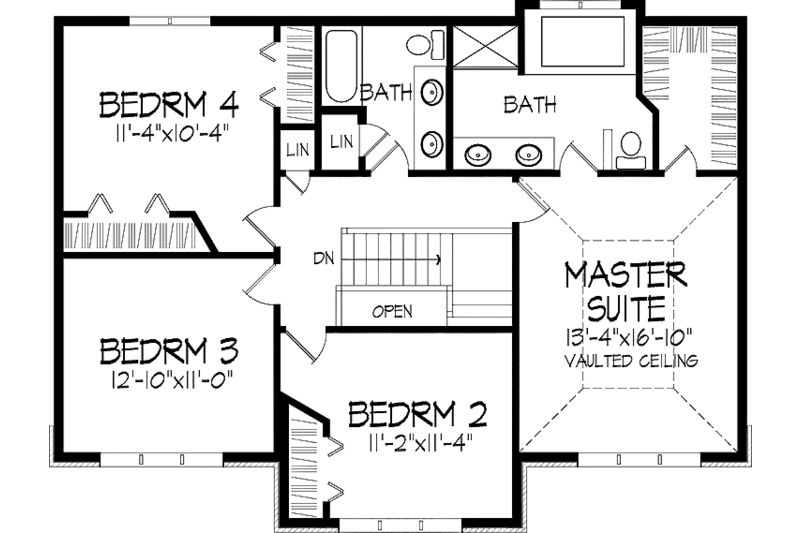 Architectural House Design - Floor Plan - Upper Floor for European House Plan #51-910 - 4 bed, 2.5 bath