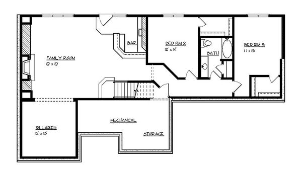 Craftsman Floor Plan - Lower Floor Plan #320-496