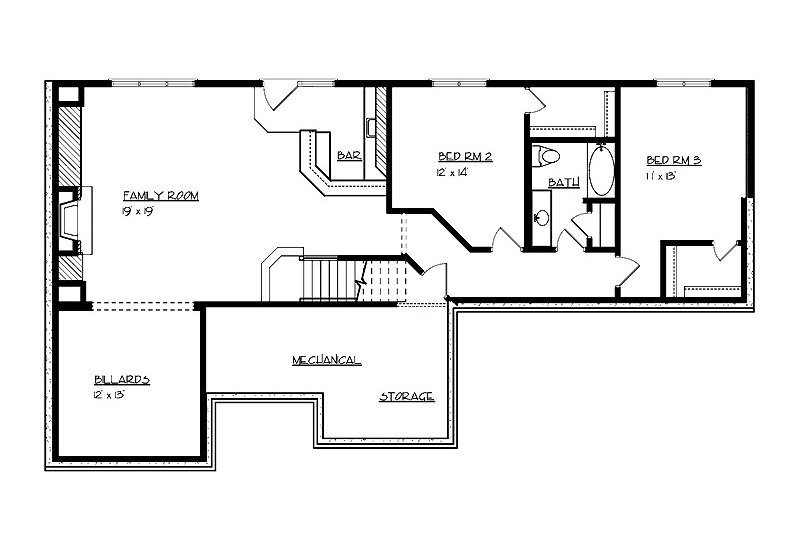Dream House Plan - Floor Plan - Lower Floor for Craftsman House Plan #320-496 - 3 bed, 2.5 bath