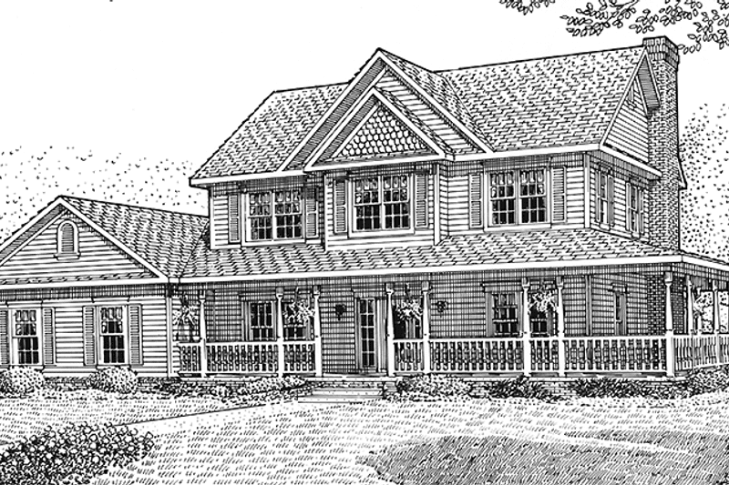 House Plan Design - Exterior - Front Elevation 3 for Country House Plan #11-251 - 4 bed, 3 bath