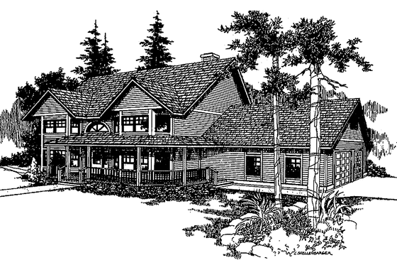 Exterior - Front Elevation 3 for Country House Plan #60-700 - 3 bed, 3 bath