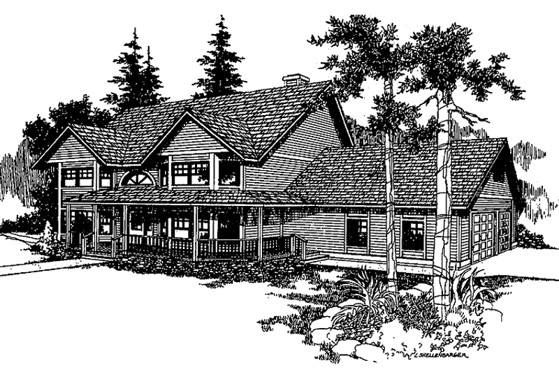 Home Plan - Exterior - Front Elevation 3 for Country House Plan #60-700 - 3 bed, 3 bath
