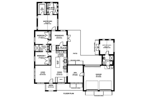 Floor Plan - Main Floor for Modern House Plan #1058-171 - 3 bed, 3.5 bath