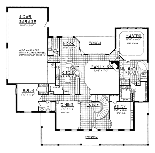 Dream House Plan - Country Floor Plan - Main Floor Plan #62-152