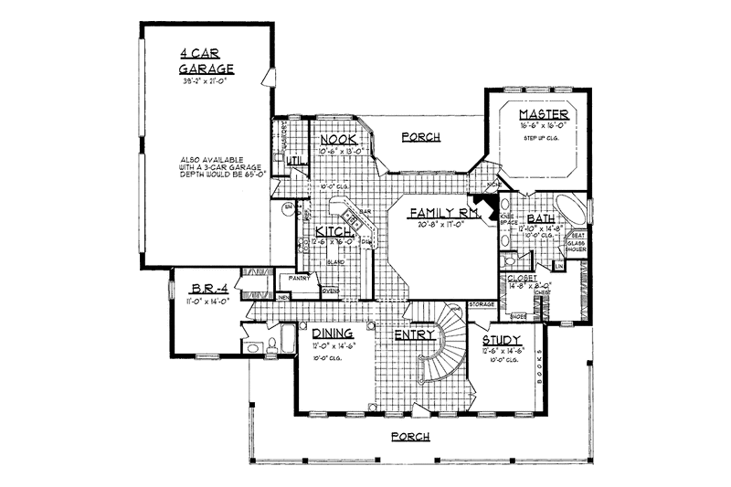 Architectural House Design - Floor Plan - Main Floor for Country House Plan #62-152 - 4 bed, 4 bath