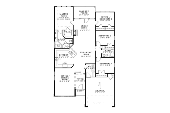 Floor Plan - Main Floor for Craftsman House Plan #17-3362 - 4 bed, 2 bath