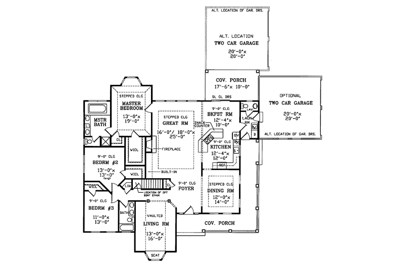 House Design - Floor Plan - Main Floor for Country House Plan #314-229 - 3 bed, 2.5 bath