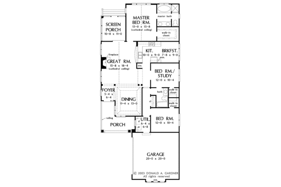 Floor Plan - Main Floor for Craftsman House Plan #929-84 - 3 bed, 2 bath