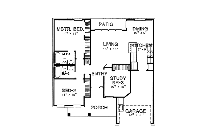 Dream House Plan - Floor Plan - Main Floor for Country House Plan #472-308 - 2 bed, 2 bath