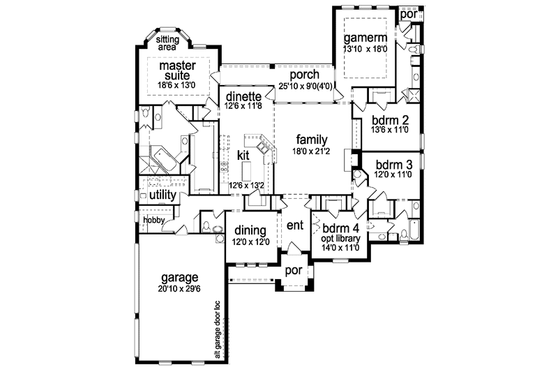 Home Plan - Floor Plan - Main Floor for Tudor House Plan #84-714 - 4 bed, 3.5 bath