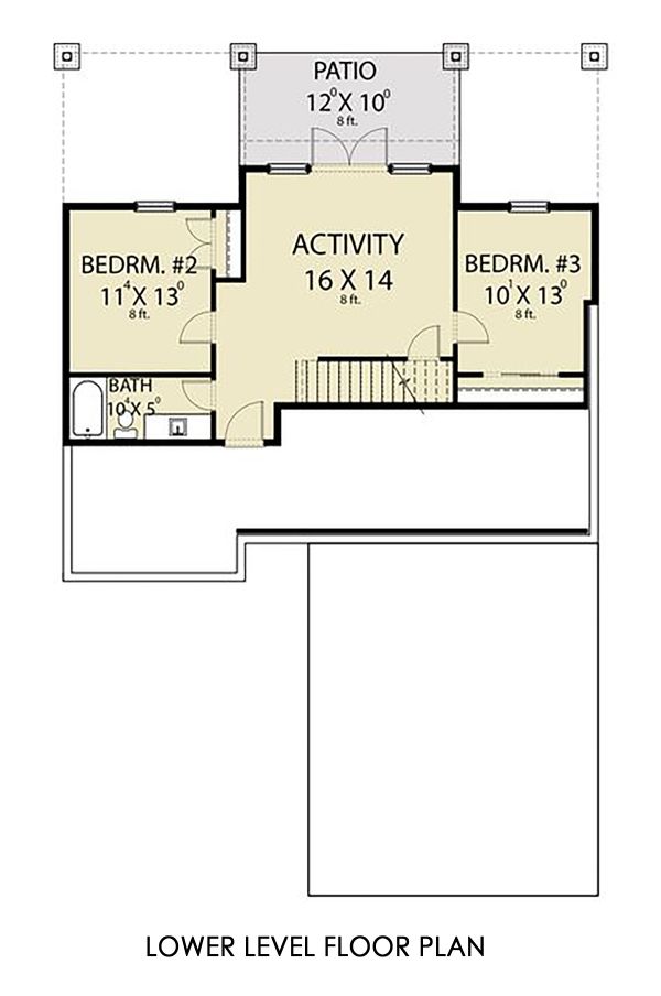 Craftsman Floor Plan - Lower Floor Plan #1070-124