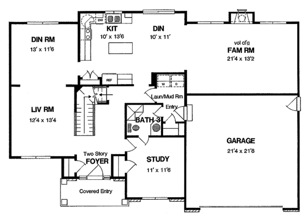 Architectural House Design - Country Floor Plan - Main Floor Plan #316-188