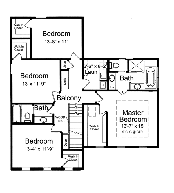 Architectural House Design - Traditional Floor Plan - Upper Floor Plan #46-811
