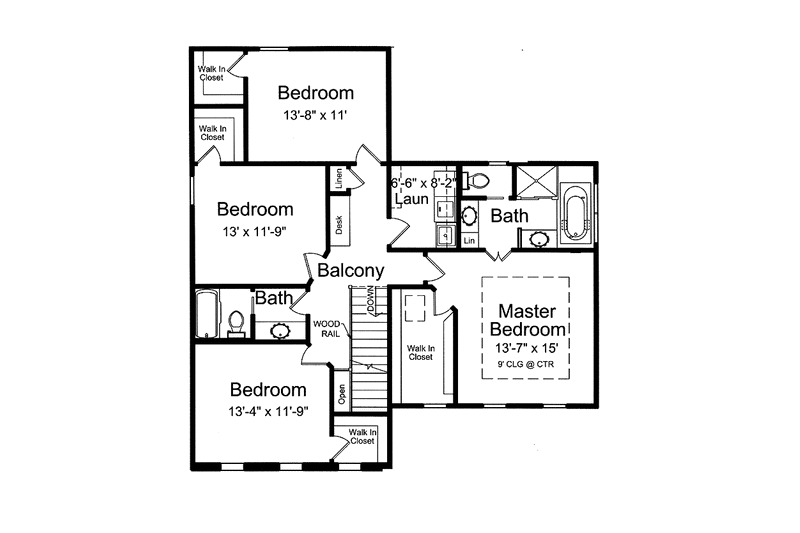 Home Plan - Floor Plan - Upper Floor for Traditional House Plan #46-811 - 4 bed, 2.5 bath