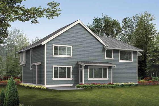 Exterior - Rear Elevation for Prairie House Plan #132-380 - 4 bed, 2.5 bath