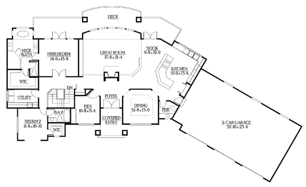House Plan Design - Craftsman Floor Plan - Main Floor Plan #132-338