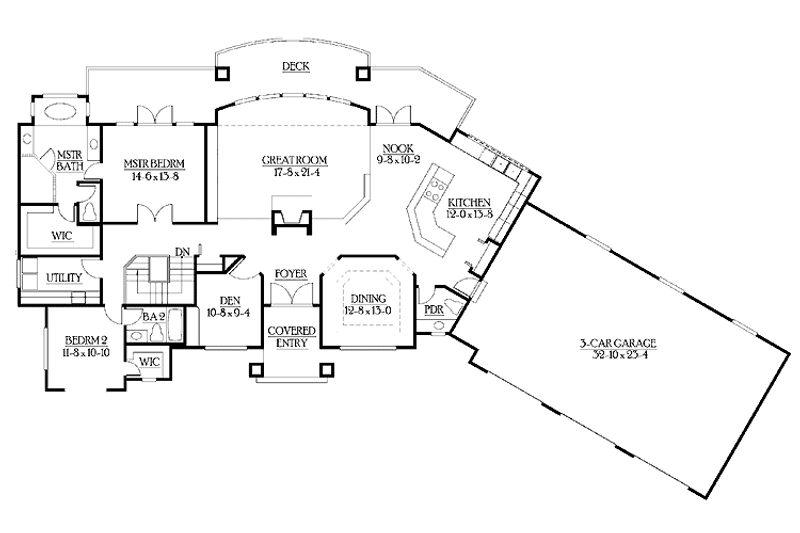 Home Plan - Floor Plan - Main Floor for Craftsman House Plan #132-338 - 2 bed, 3.5 bath