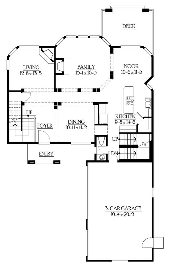 House Blueprint - Craftsman Floor Plan - Main Floor Plan #132-479