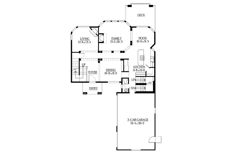 House Blueprint - Floor Plan - Main Floor for Craftsman House Plan #132-479 - 5 bed, 4.5 bath
