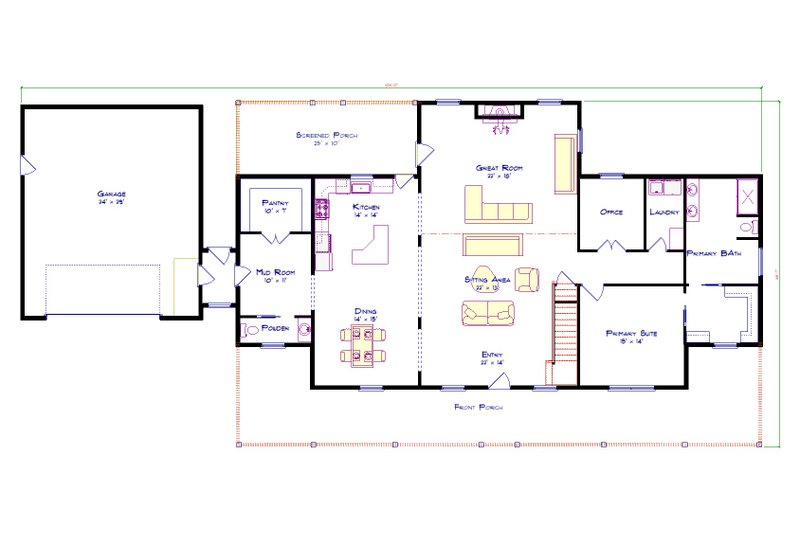 House Blueprint - Floor Plan - Main Floor for Farmhouse House Plan #1115-11 - 3 bed, 2.5 bath