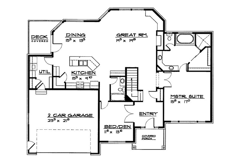 House Blueprint - Floor Plan - Main Floor for Traditional House Plan #308-290 - 2 bed, 2 bath