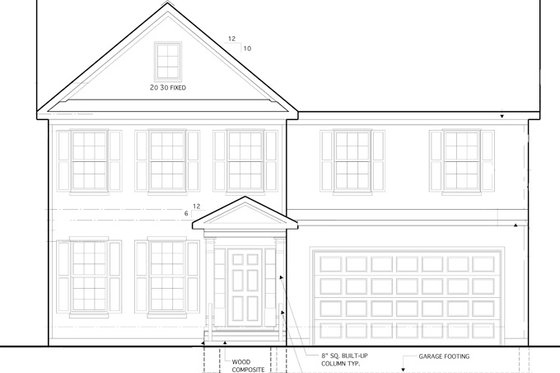 Exterior - Front Elevation 3 for Colonial House Plan #1053-54 - 4 bed, 2.5 bath
