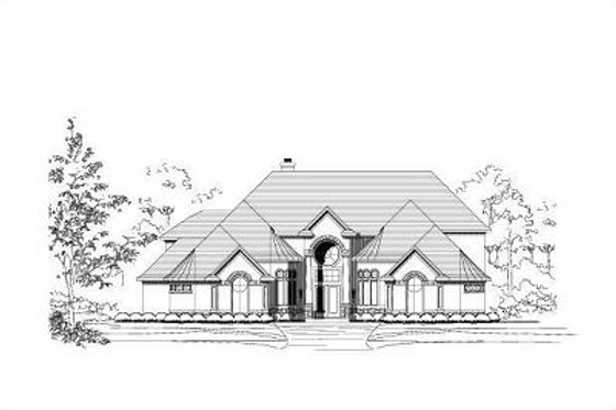 Exterior - Front Elevation for European House Plan #411-485 - 3 bed, 3.5 bath