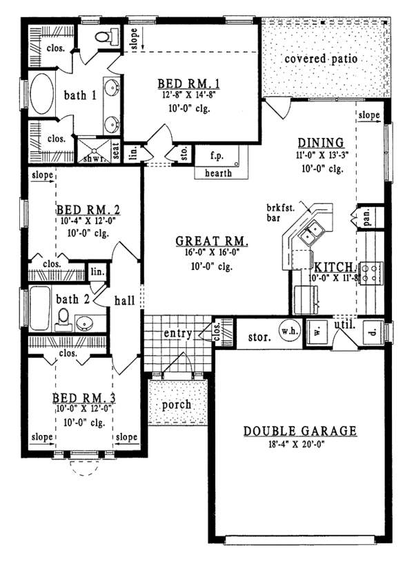 House Plan Design - Ranch Floor Plan - Main Floor Plan #42-532