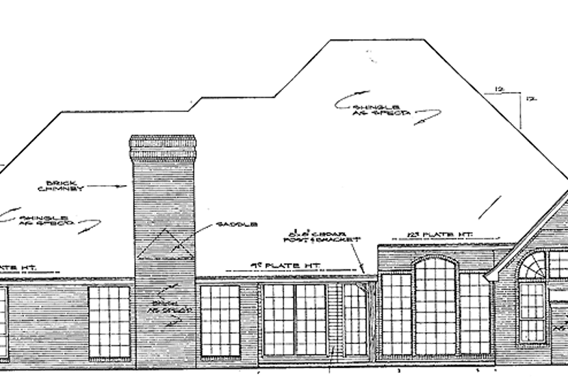 Home Plan - Exterior - Rear Elevation for Country House Plan #310-1170 - 4 bed, 3.5 bath