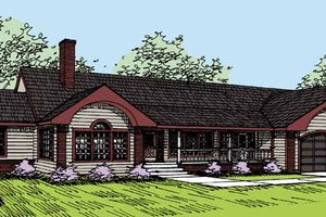 Country Exterior - Front Elevation Plan #60-1020