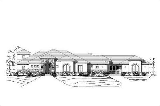 Exterior - Front Elevation for European House Plan #411-464 - 3 bed, 3.5 bath