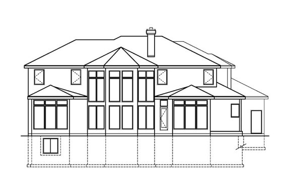 Exterior - Rear Elevation for European House Plan #67-735 - 3 bed, 3 bath