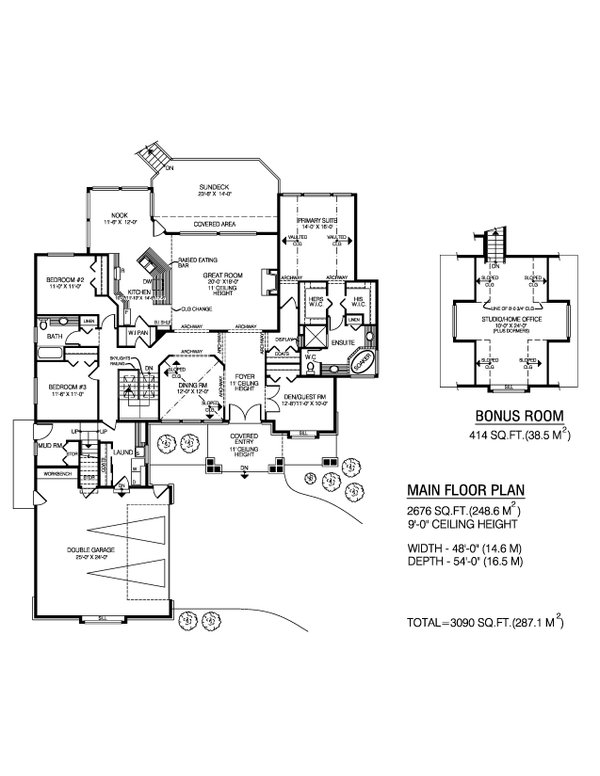 Architectural House Design - Floor Plan - Main Floor for Craftsman House Plan #1100-137 - 3 bed, 2 bath