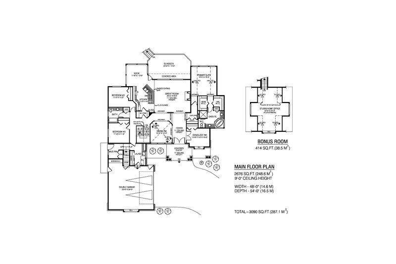 Architectural House Design - Floor Plan - Main Floor for Craftsman House Plan #1100-137 - 3 bed, 2 bath