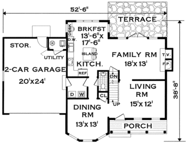 Architectural House Design - Traditional Floor Plan - Main Floor Plan #3-163