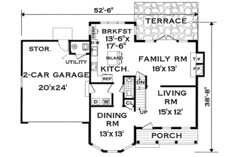 Home Plan - Floor Plan - Main Floor for Farmhouse House Plan #3-163 - 4 bed, 2.5 bath
