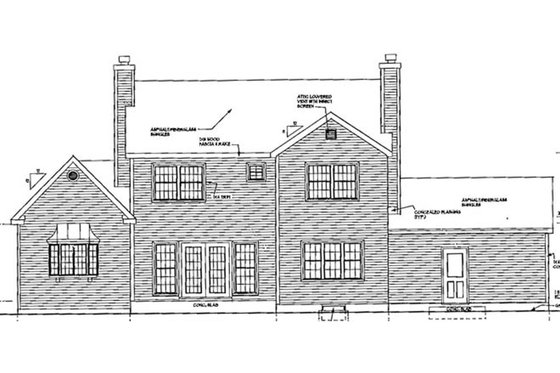 Exterior - Rear Elevation for Traditional House Plan #3-274 - 5 bed, 3.5 bath