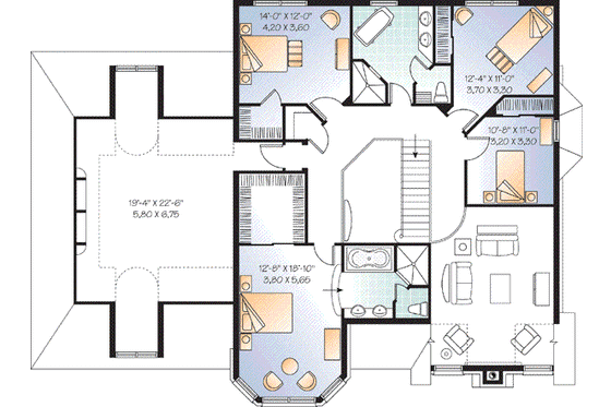 Floor Plan - Upper Floor for European House Plan #23-665 - 4 bed, 2.5 bath