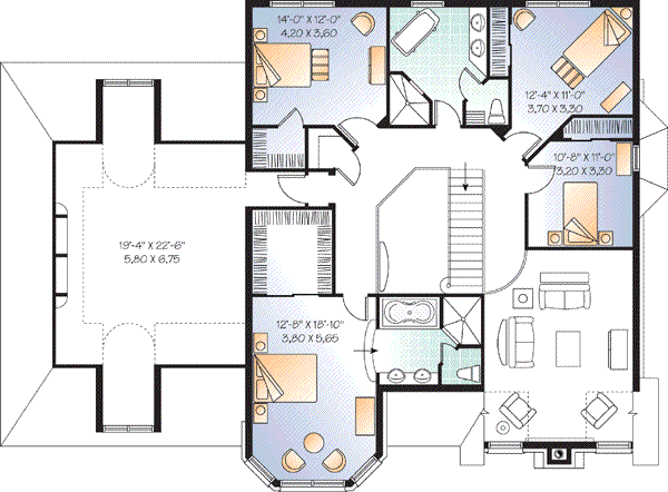 European Floor Plan - Upper Floor Plan #23-665