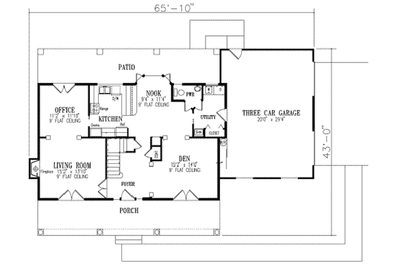 Dream House Plan - Floor Plan - Main Floor for Mediterranean House Plan #1-488 - 3 bed, 2.5 bath
