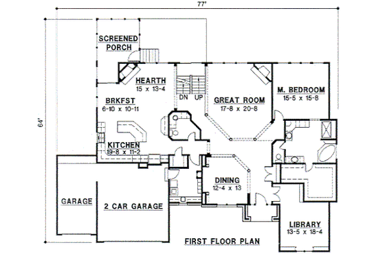 Floor Plan - Main Floor for Traditional House Plan #67-697 - 4 bed, 3.5 bath